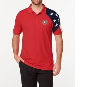 Freedom Mens Polo‎ Shirt Size XL Red Stars USA Flag Allegiance NWT Lq